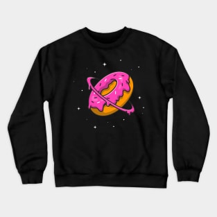 Doughnut Planet Cartoon Illustration Crewneck Sweatshirt